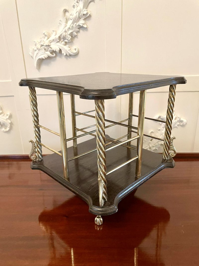 Quality Antique Victorian Oak Revolving Bookcase - Image 5